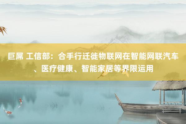 巨屌 工信部：合手行迁徙物联网在智能网联汽车、医疗健康、智能家居等界限运用