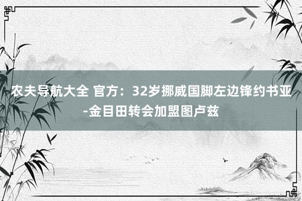 农夫导航大全 官方：32岁挪威国脚左边锋约书亚-金目田转会加盟图卢兹