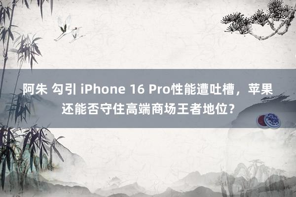 阿朱 勾引 iPhone 16 Pro性能遭吐槽，苹果还能否守住高端商场王者地位？