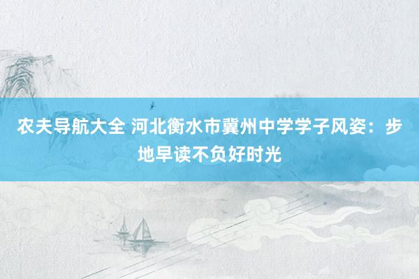 农夫导航大全 河北衡水市冀州中学学子风姿：步地早读不负好时光