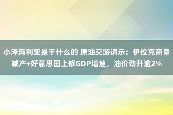 小泽玛利亚是干什么的 原油交游请示：伊拉克商量减产+好意思国上修GDP增速，油价劲升逾2%