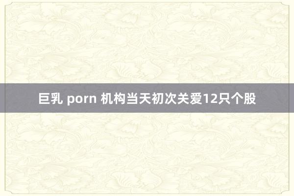 巨乳 porn 机构当天初次关爱12只个股