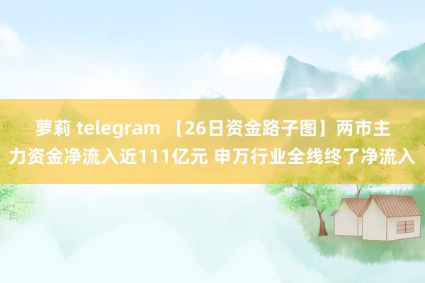 萝莉 telegram 【26日资金路子图】两市主力资金净流入近111亿元 申万行业全线终了净流入