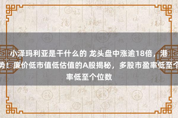 小泽玛利亚是干什么的 龙头盘中涨逾18倍，港股强势！廉价低市值低估值的A股揭秘，多股市盈率低至个位数