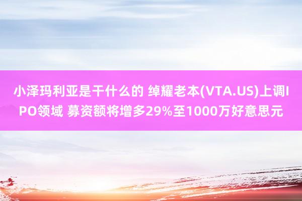 小泽玛利亚是干什么的 绰耀老本(VTA.US)上调IPO领域 募资额将增多29%至1000万好意思元