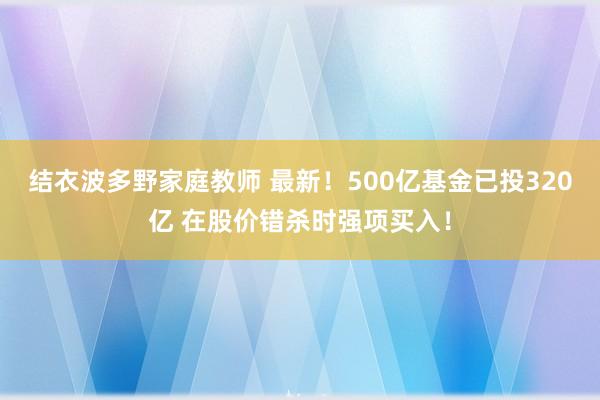 结衣波多野家庭教师 最新！500亿基金已投320亿 在股价错杀时强项买入！