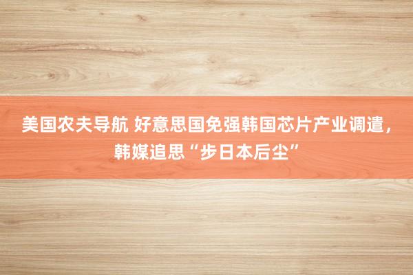 美国农夫导航 好意思国免强韩国芯片产业调遣，韩媒追思“步日本后尘”