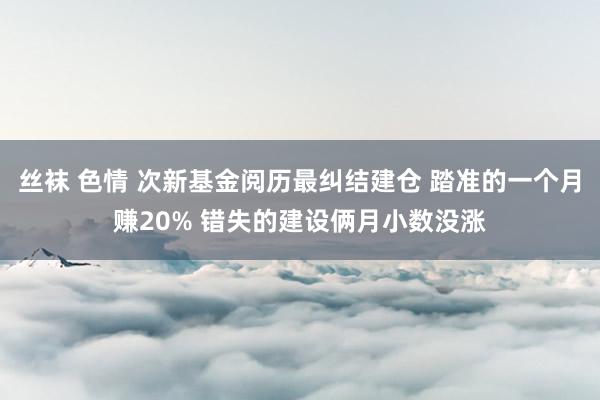 丝袜 色情 次新基金阅历最纠结建仓 踏准的一个月赚20% 错失的建设俩月小数没涨