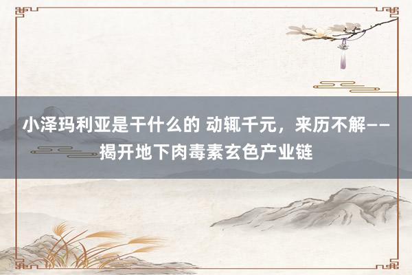 小泽玛利亚是干什么的 动辄千元，来历不解——揭开地下肉毒素玄色产业链