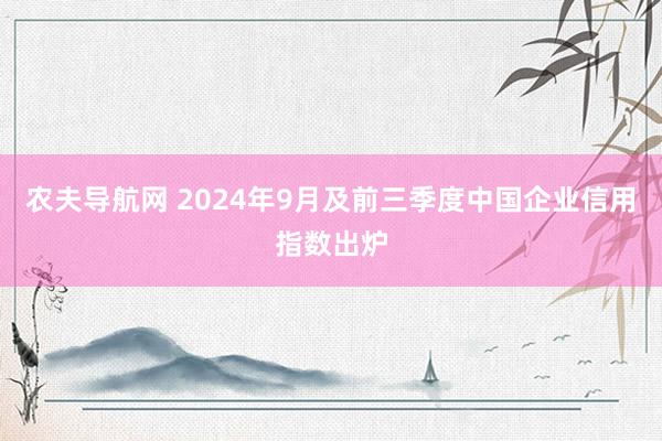 农夫导航网 2024年9月及前三季度中国企业信用指数出炉