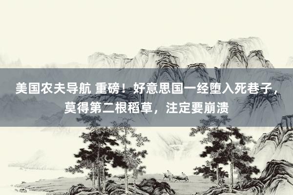 美国农夫导航 重磅！好意思国一经堕入死巷子，莫得第二根稻草，注定要崩溃