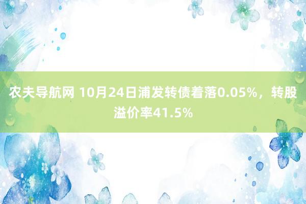 农夫导航网 10月24日浦发转债着落0.05%，转股溢价率41.5%