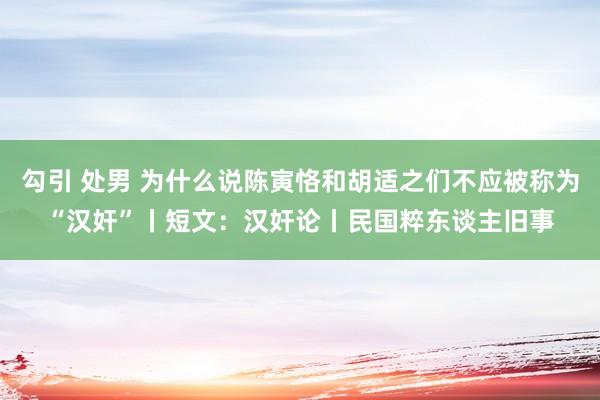 勾引 处男 为什么说陈寅恪和胡适之们不应被称为“汉奸”丨短文：汉奸论丨民国粹东谈主旧事