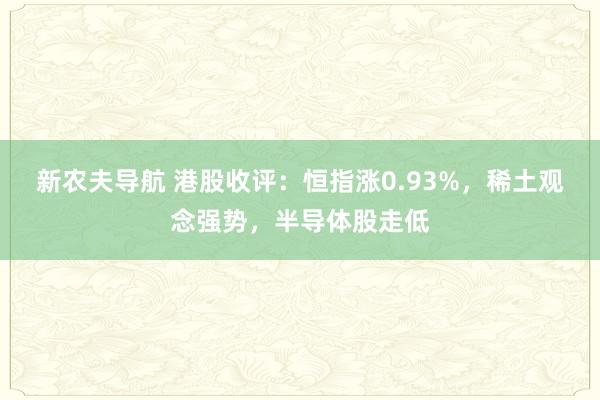 新农夫导航 港股收评：恒指涨0.93%，稀土观念强势，半导体股走低