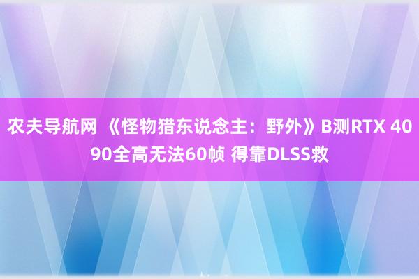 农夫导航网 《怪物猎东说念主：野外》B测RTX 4090全高无法60帧 得靠DLSS救