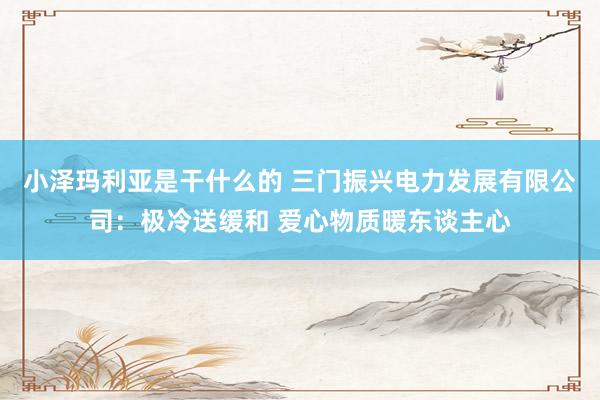 小泽玛利亚是干什么的 三门振兴电力发展有限公司：极冷送缓和 爱心物质暖东谈主心