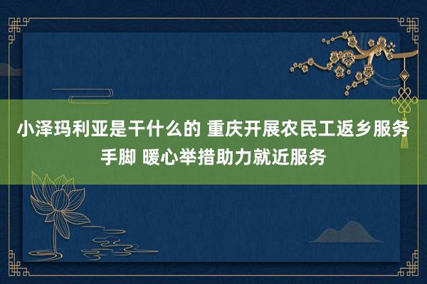 小泽玛利亚是干什么的 重庆开展农民工返乡服务手脚 暖心举措助力就近服务