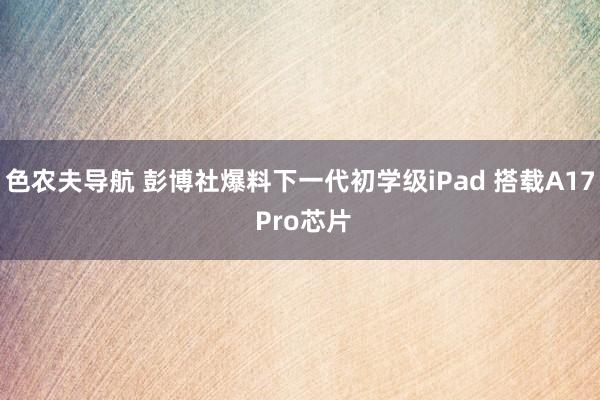 色农夫导航 彭博社爆料下一代初学级iPad 搭载A17 Pro芯片