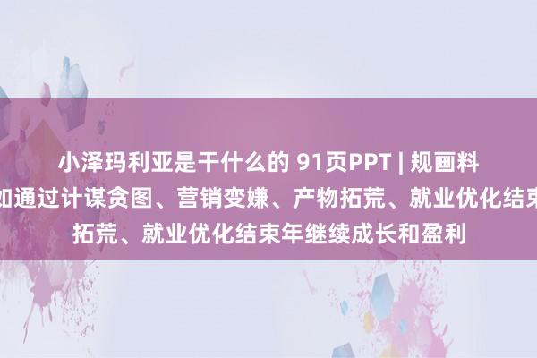 小泽玛利亚是干什么的 91页PPT | 规画料理的本色：企业何如通过计谋贪图、营销变嫌、产物拓荒、就业优化结束年继续成长和盈利