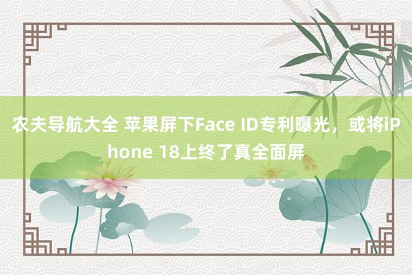 农夫导航大全 苹果屏下Face ID专利曝光，或将iPhone 18上终了真全面屏